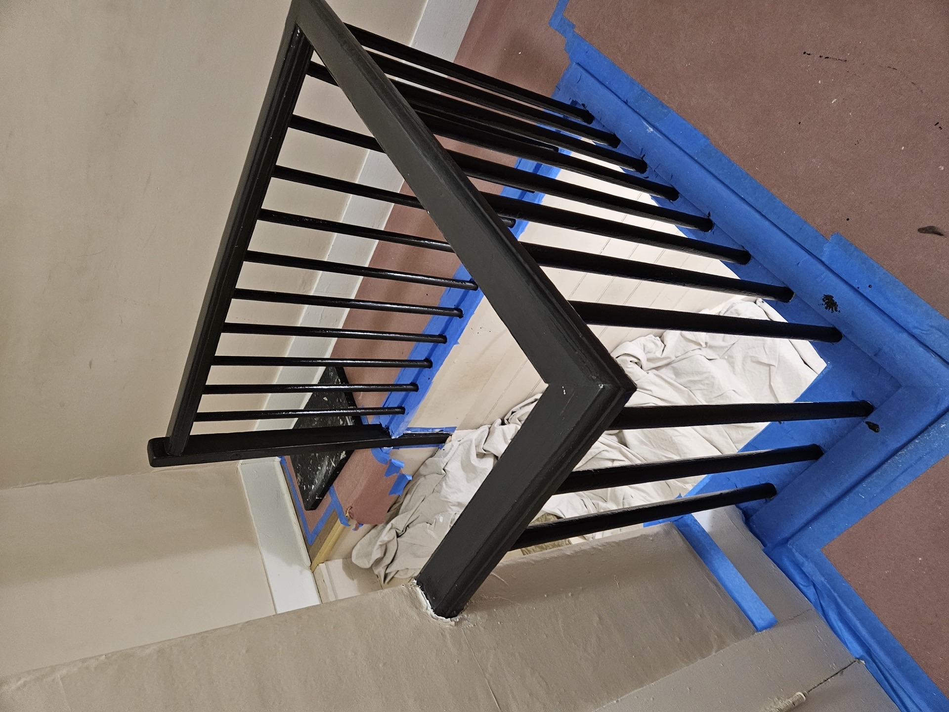 Wooden railing restored with fresh finish