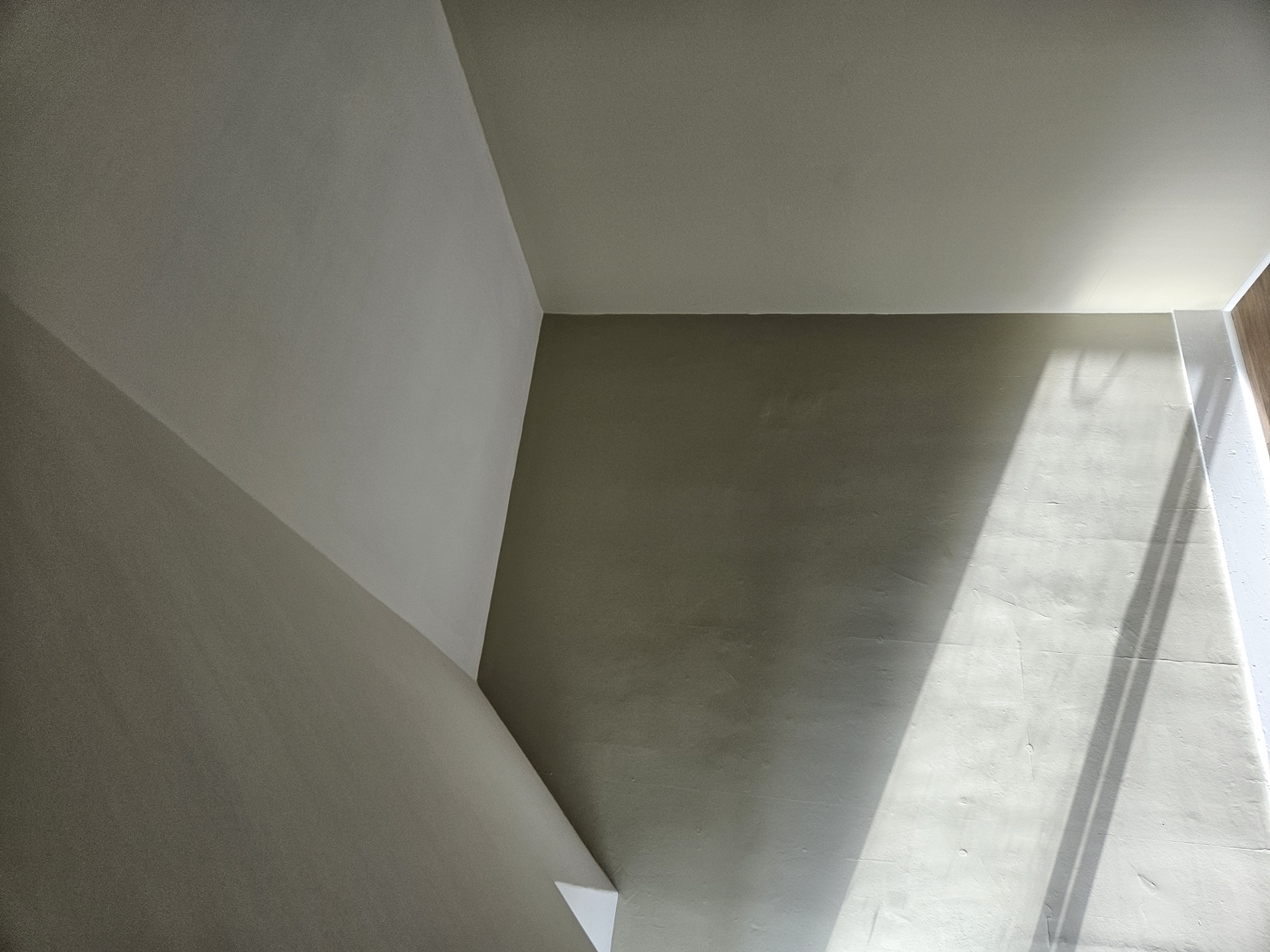 Interior restored after water damage with fresh paint